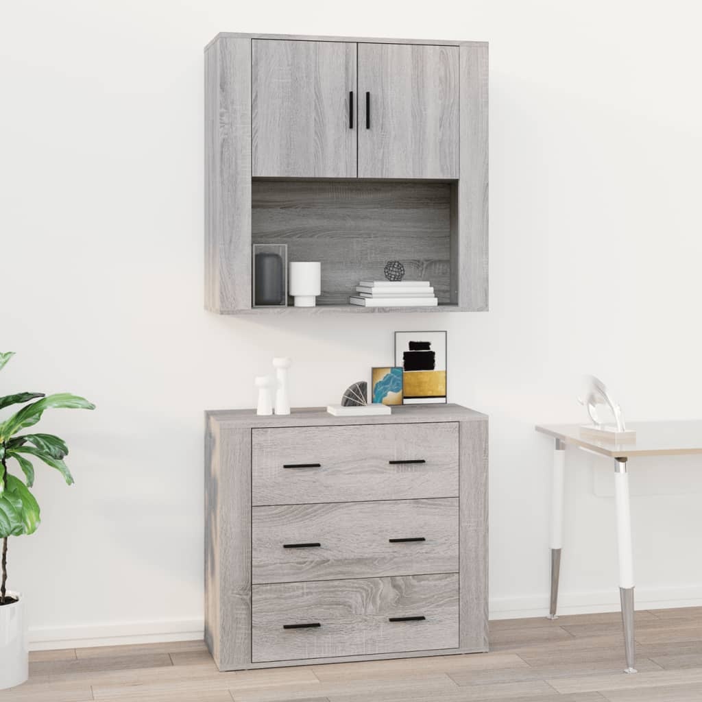 VidaXL Wandkast 80x33x80 cm bewerkt hout grijs sonoma eikenkleurig