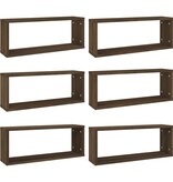 VidaXL Wandschappen kubus 6 st 60x15x23 cm bewerkt hout bruin eiken