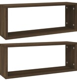 VidaXL Wandschappen kubus 2 st 60x15x23 cm bewerkt hout bruin eiken