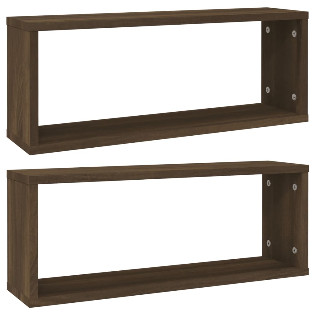 VidaXL Wandschappen kubus 2 st 60x15x23 cm bewerkt hout bruin eiken