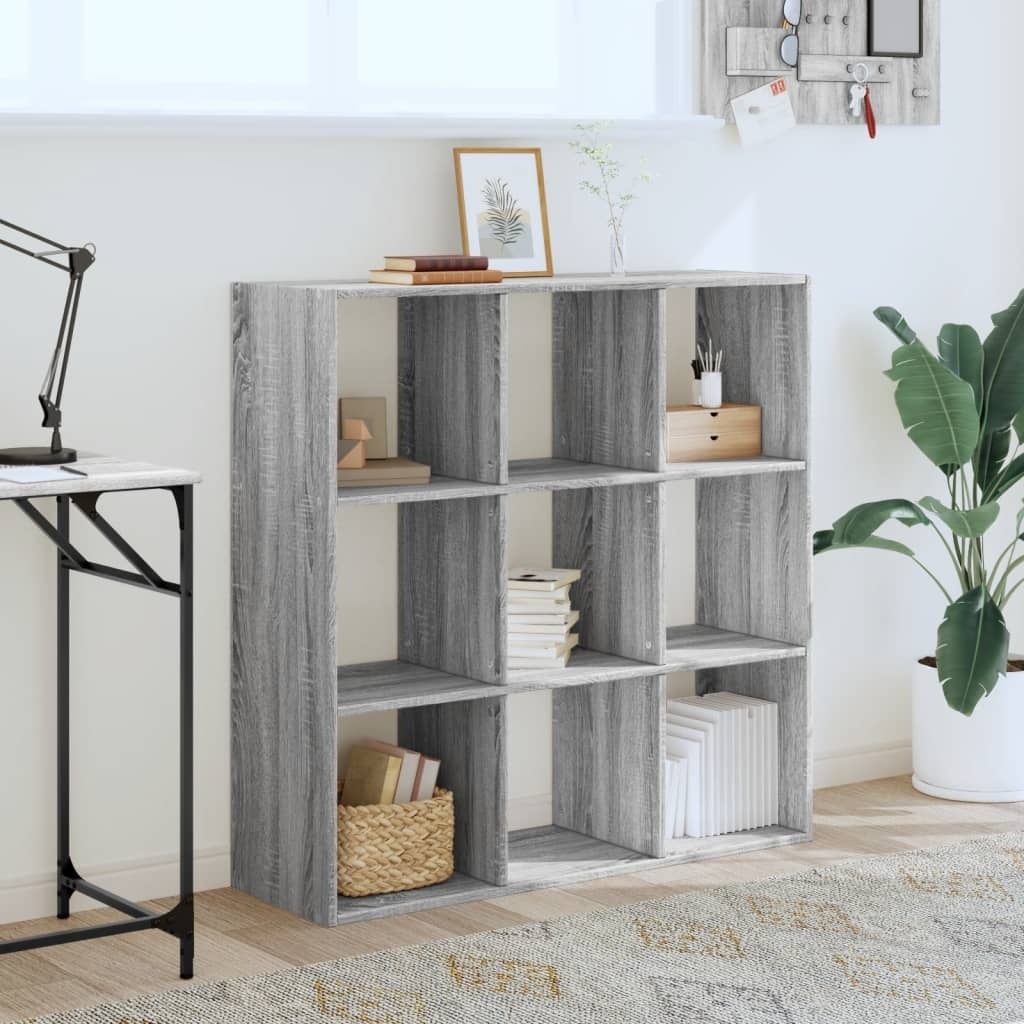 VidaXL Boekenkast 102x32x102 cm bewerkt hout grijs sonoma eikenkleurig