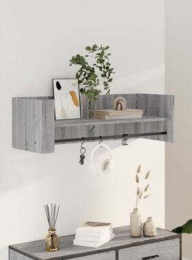 VidaXL Wandschap 100x35x30,5 cm bewerkt hout grijs sonoma eikenkleurig