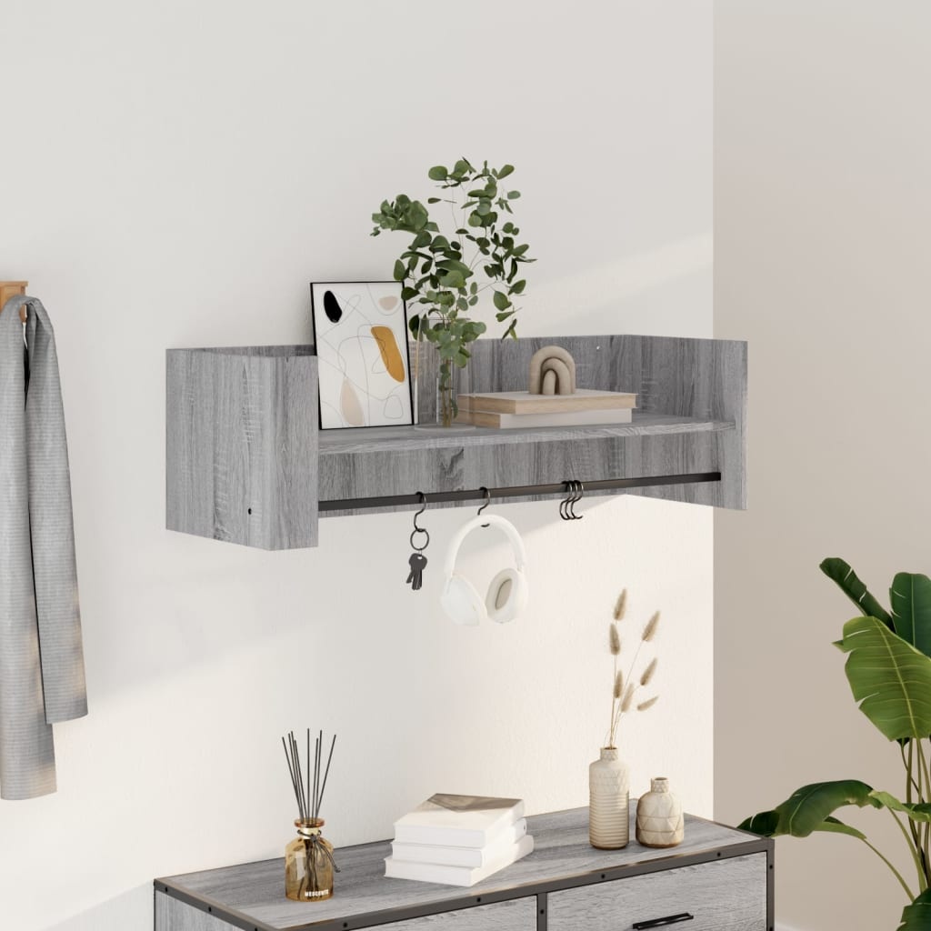 VidaXL Wandschap 100x35x30,5 cm bewerkt hout grijs sonoma eikenkleurig