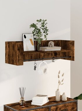 VidaXL Wandschap 100x35x30,5 cm bewerkt hout gerookt eikenkleurig