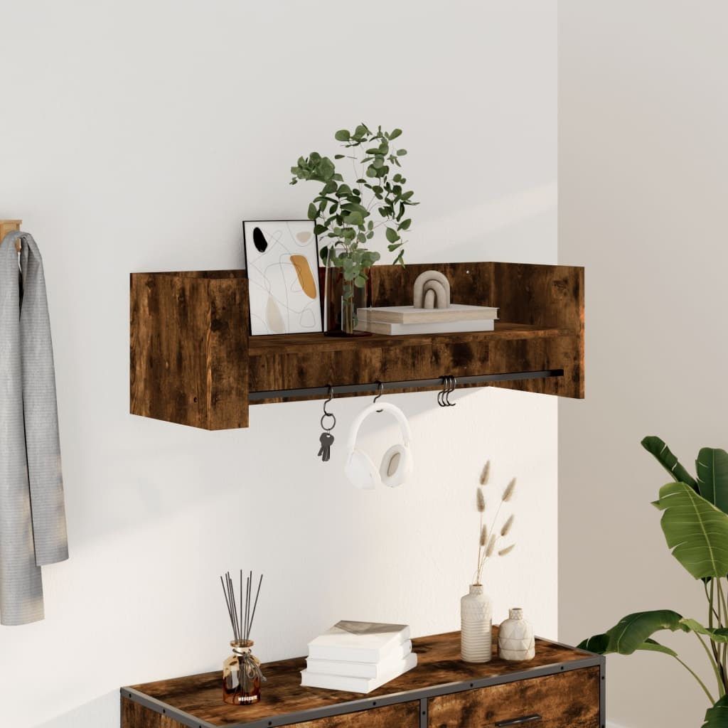 VidaXL Wandschap 100x35x30,5 cm bewerkt hout gerookt eikenkleurig