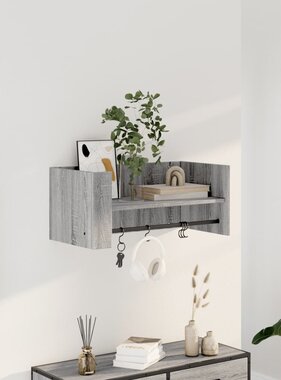 VidaXL Wandschap 70,5x35x30,5cm bewerkt hout grijs sonoma eikenkleurig