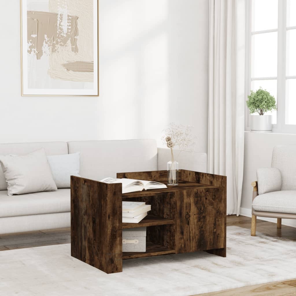 VidaXL Salontafel 80x50x50 cm bewerkt hout gerookt eikenkleurig