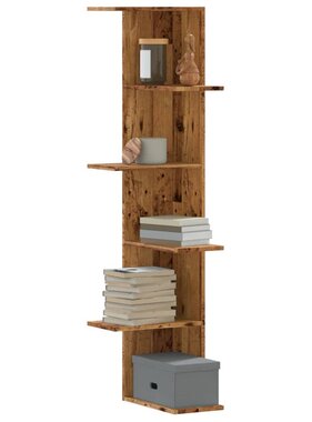 VidaXL Hoekwandschap 36,5x36,5x140 cm bewerkt hout out houtkleurig