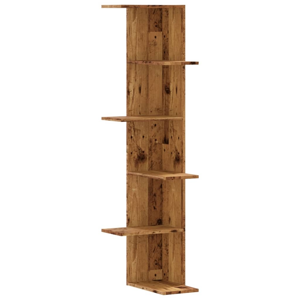 VidaXL Hoekwandschap 36,5x36,5x140 cm bewerkt hout out houtkleurig