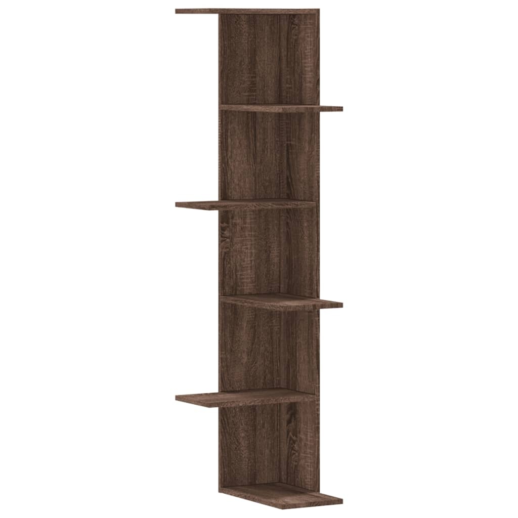 VidaXL Hoekwandschap 36,5x36,5x140 cm bewerkt hout bruin eikenkleurig