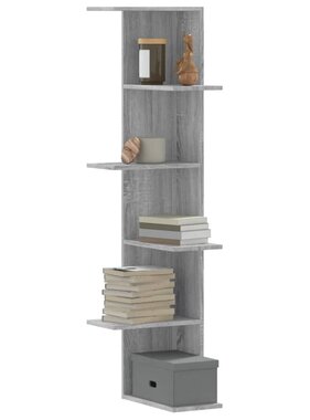 VidaXL Hoekwandschap 36,5x36,5x140 cm bewerkt hout grijs sonoma eiken