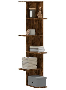 VidaXL Hoekwandschap 36,5x36,5x140 cm bewerkt hout gerookt eikenkleur