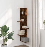 VidaXL Hoekwandschap 36,5x36,5x140 cm bewerkt hout gerookt eikenkleur