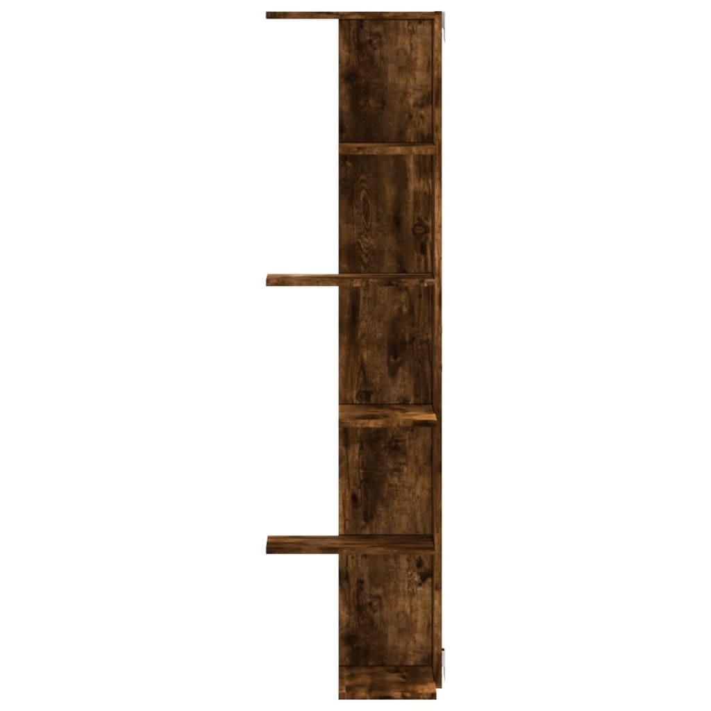 VidaXL Hoekwandschap 36,5x36,5x140 cm bewerkt hout gerookt eikenkleur