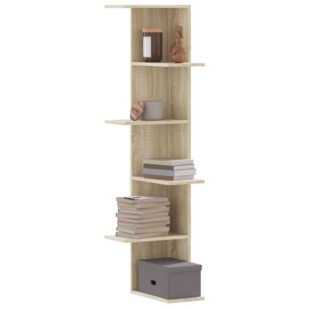 VidaXL Hoekwandschap 36,5x36,5x140 cm bewerkt hout sonoma eikenkleurig