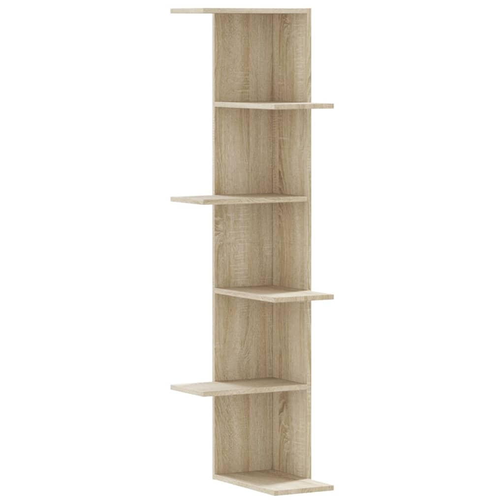 VidaXL Hoekwandschap 36,5x36,5x140 cm bewerkt hout sonoma eikenkleurig