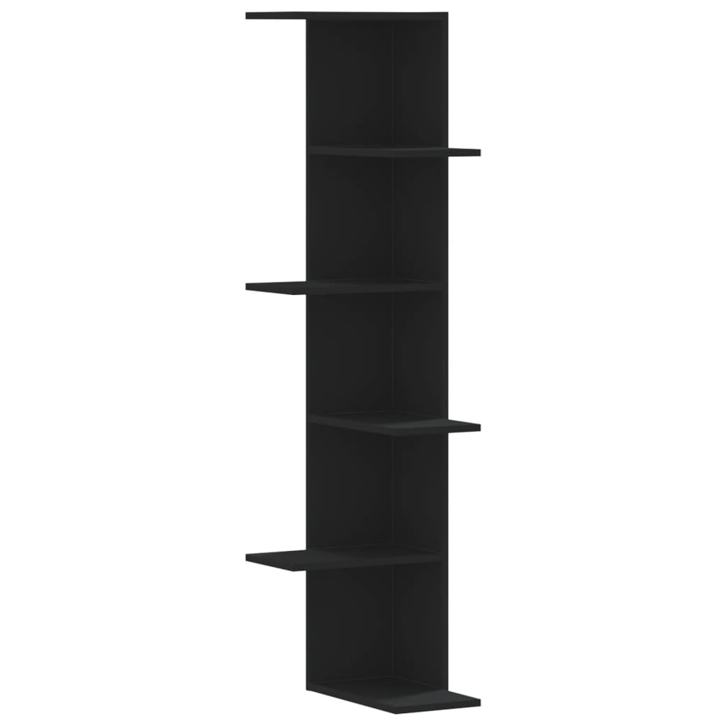 VidaXL Hoekwandschap 36,5x36,5x140 cm bewerkt hout zwart