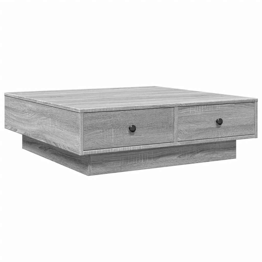 VidaXL Salontafel 90x90x28 cm bewerkt hout grijs sonoma eikenkleurig