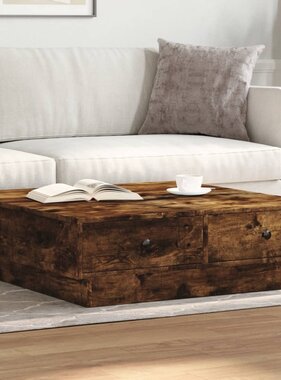 VidaXL Salontafel 90x90x28 cm bewerkt hout gerookt eikenkleurig