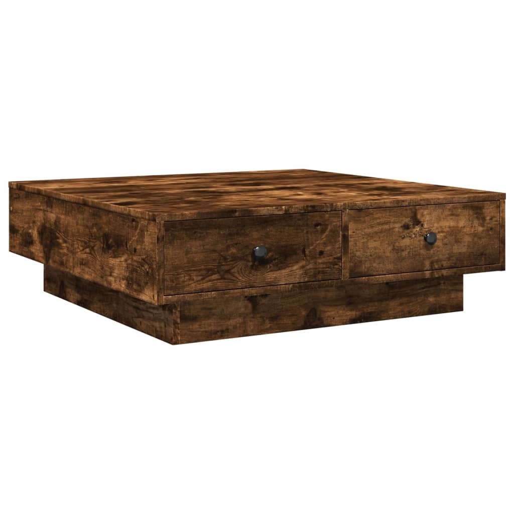 VidaXL Salontafel 90x90x28 cm bewerkt hout gerookt eikenkleurig