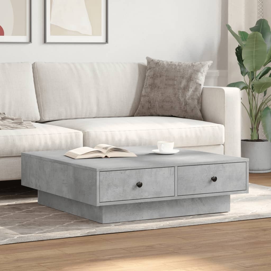 VidaXL Salontafel 90x90x28 cm spaanplaat betongrijs