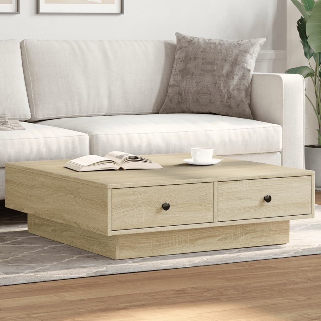 VidaXL Salontafel 90x90x28 cm spaanplaat sonoma eikenkleurig