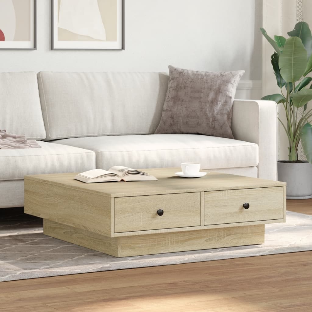 VidaXL Salontafel 90x90x28 cm spaanplaat sonoma eikenkleurig