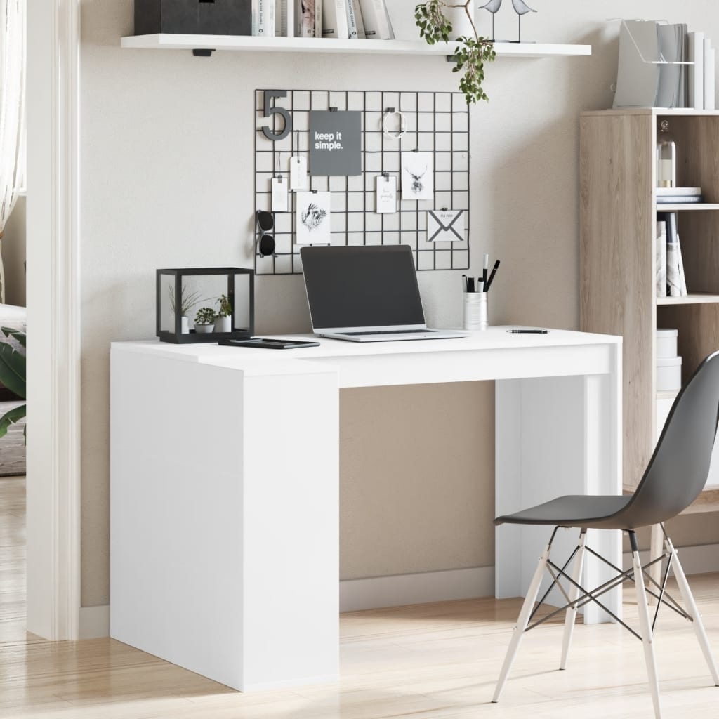 VidaXL Bureau 123,5x73,5x75 cm bewerkt hout wit