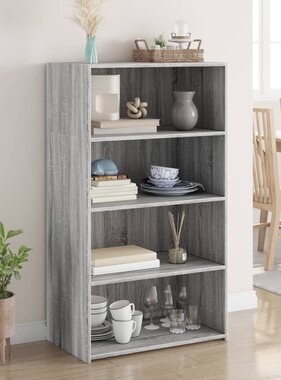 VidaXL Hoge kast 70x41x124 cm bewerkt hout grijs sonoma eikenkleurig