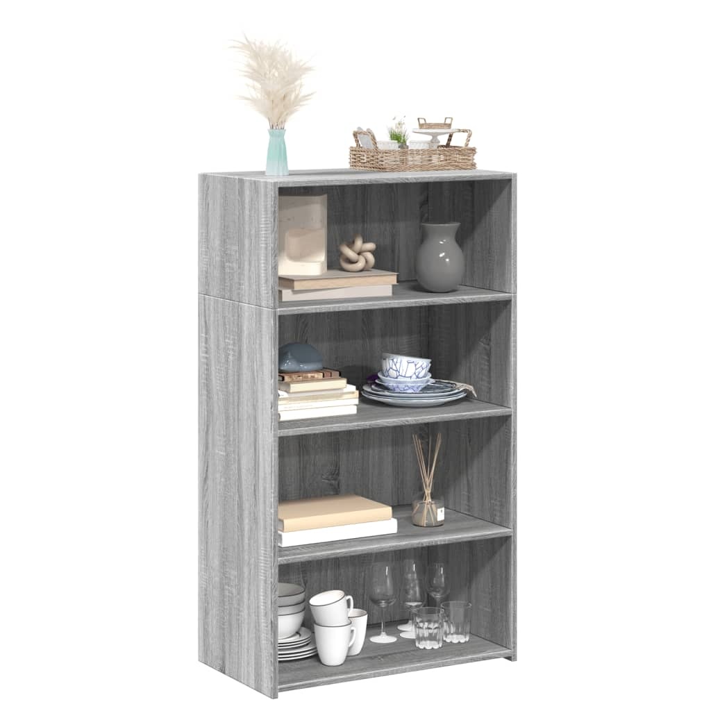 VidaXL Hoge kast 70x41x124 cm bewerkt hout grijs sonoma eikenkleurig