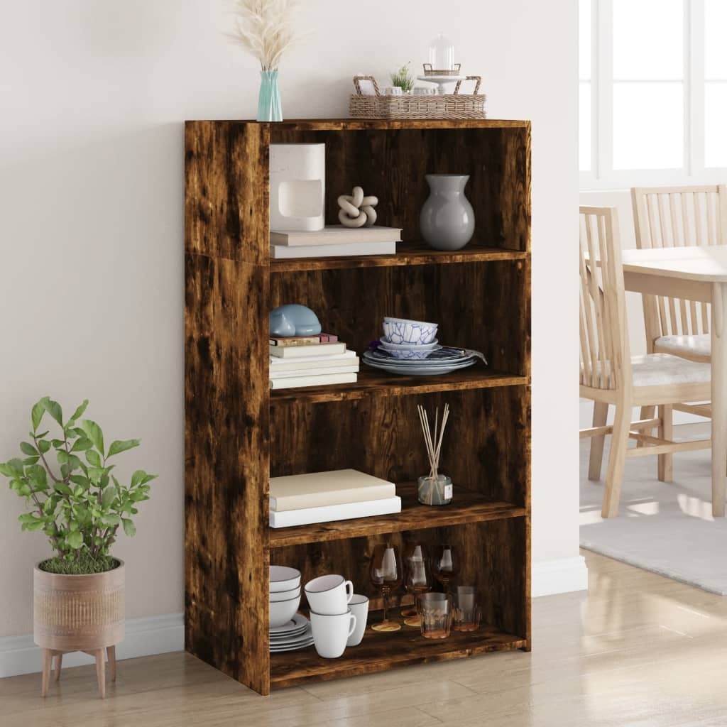 VidaXL Hoge kast 70x41x124 cm bewerkt hout gerookt eikenkleurig