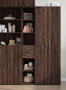 VidaXL Hoge kast 30x42,5x185 cm bewerkt hout bruin eikenkleurig