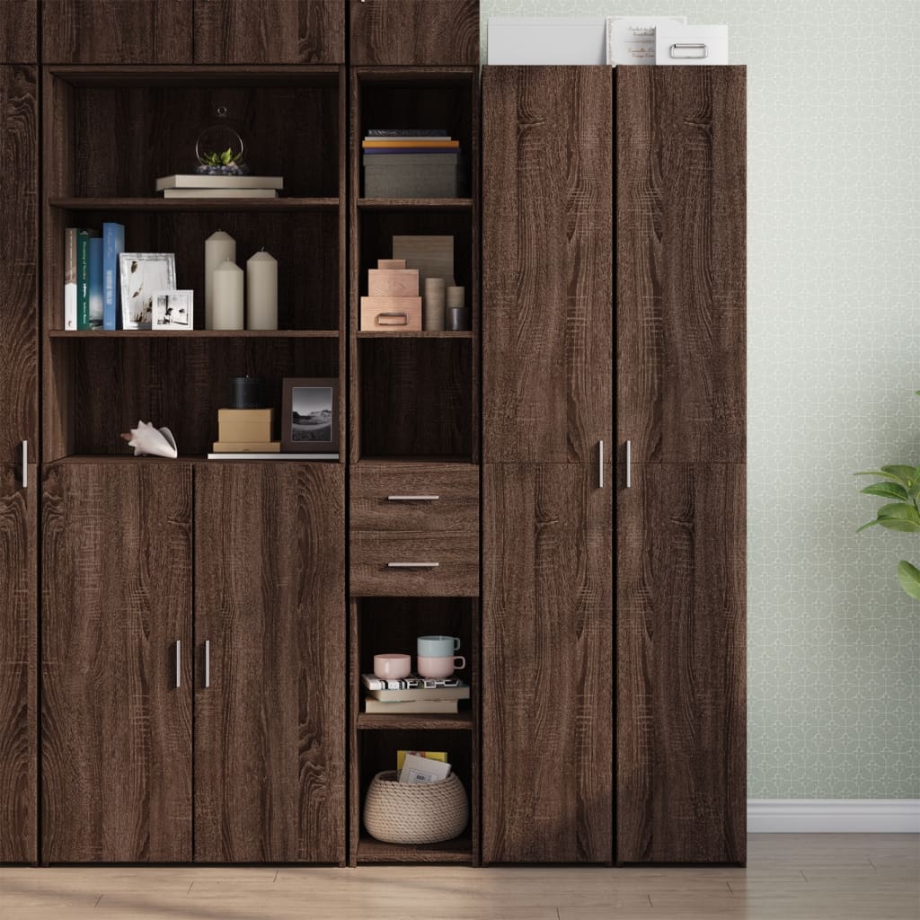 VidaXL Hoge kast 30x42,5x185 cm bewerkt hout bruin eikenkleurig