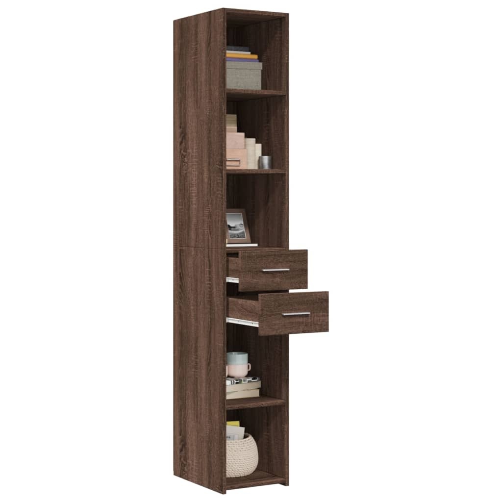 VidaXL Hoge kast 30x42,5x185 cm bewerkt hout bruin eikenkleurig