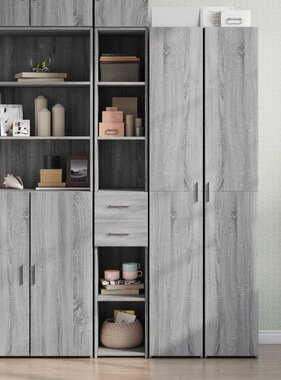 VidaXL Hoge kast 30x42,5x185 cm bewerkt hout grijs sonoma eikenkleur