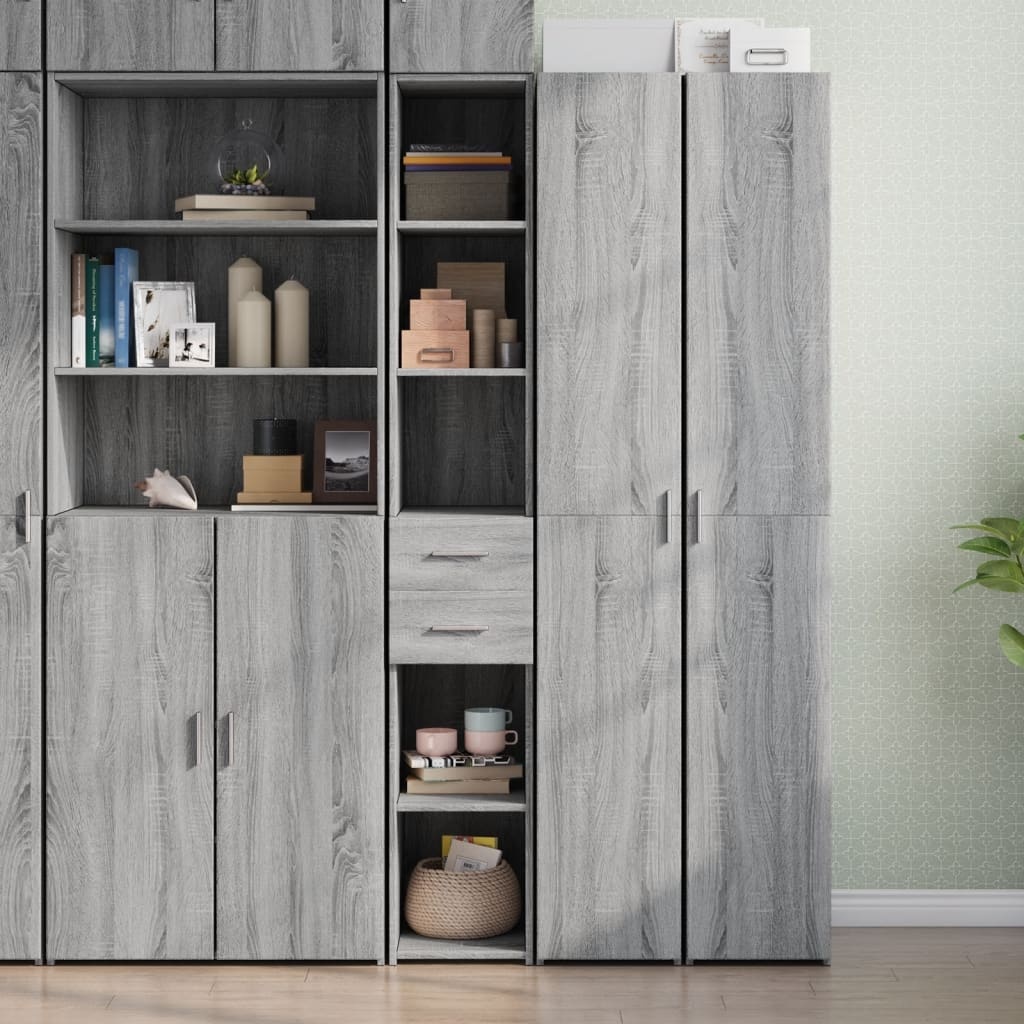 VidaXL Hoge kast 30x42,5x185 cm bewerkt hout grijs sonoma eikenkleur