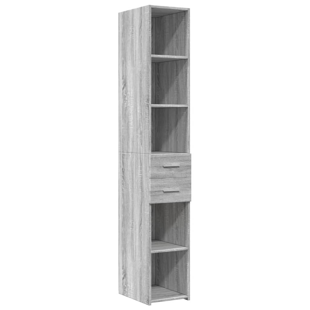 VidaXL Hoge kast 30x42,5x185 cm bewerkt hout grijs sonoma eikenkleur