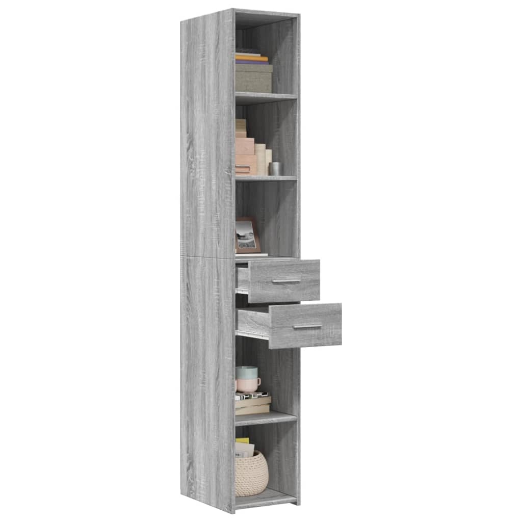 VidaXL Hoge kast 30x42,5x185 cm bewerkt hout grijs sonoma eikenkleur