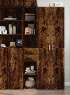 VidaXL Hoge kast 30x42,5x185 cm bewerkt hout gerookt eikenkleurig