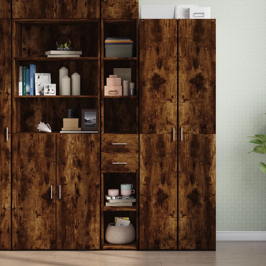 VidaXL Hoge kast 30x42,5x185 cm bewerkt hout gerookt eikenkleurig
