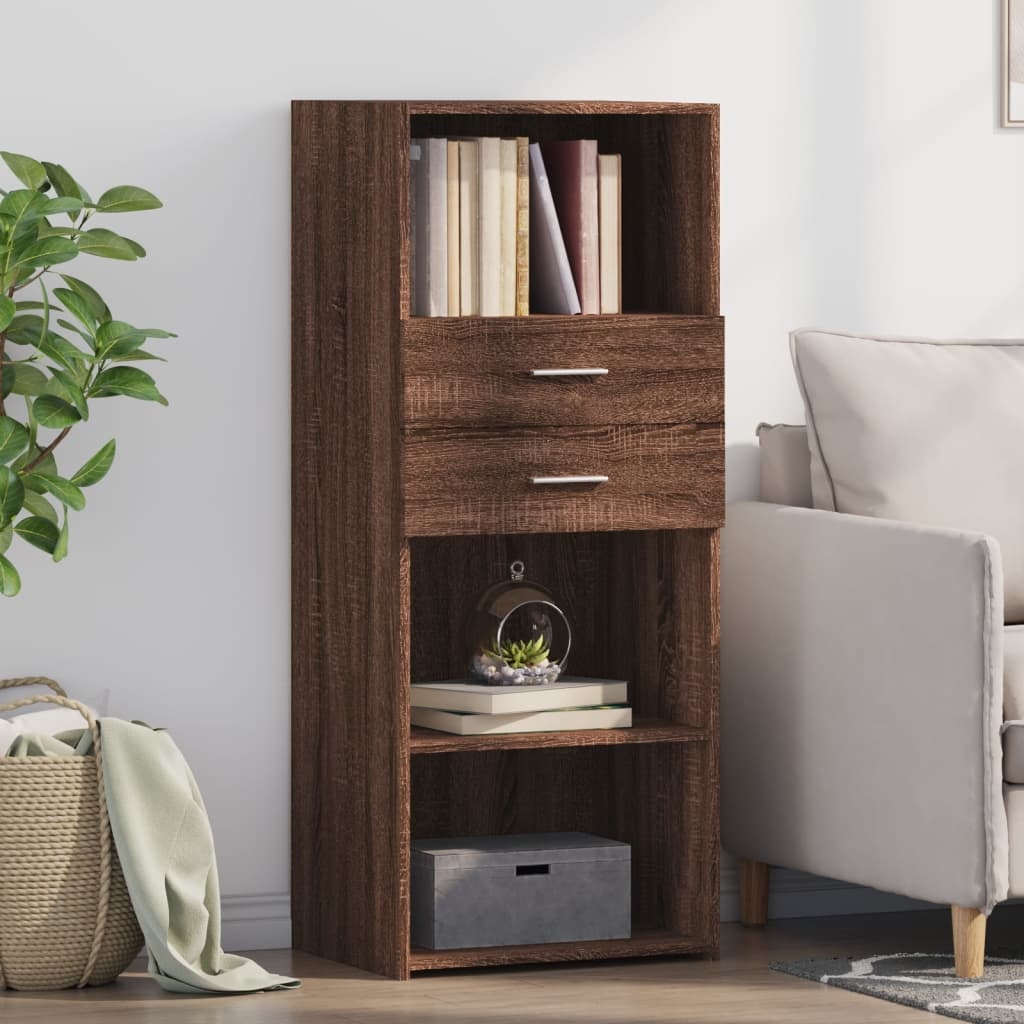VidaXL Hoge kast 50x42,5x124 cm bewerkt hout bruin eikenkleurig
