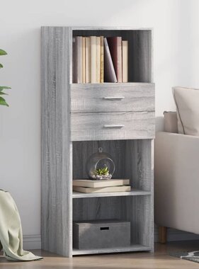 VidaXL Hoge kast 50x42,5x124 cm bewerkt hout grijs sonoma eikenkleurig