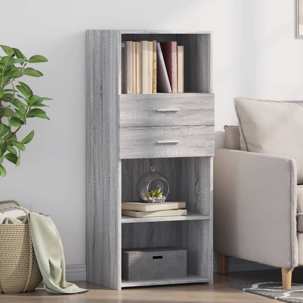 VidaXL Hoge kast 50x42,5x124 cm bewerkt hout grijs sonoma eikenkleurig