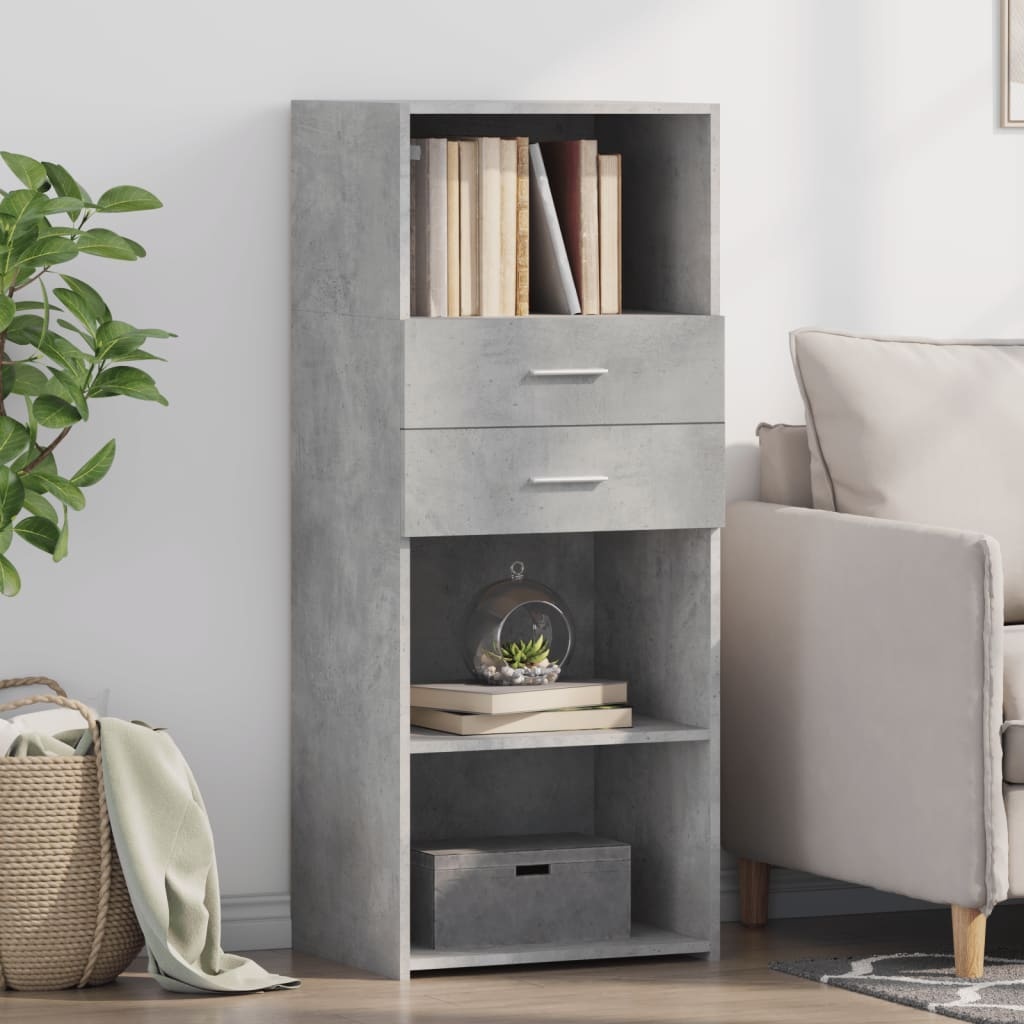 VidaXL Hoge kast 50x42,5x124 cm bewerkt hout betongrijs