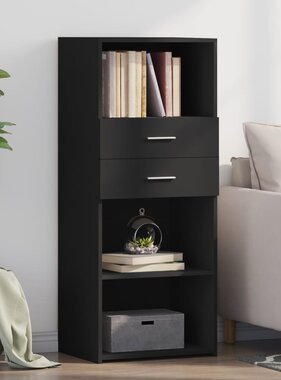 VidaXL Hoge kast 50x42,5x124 cm bewerkt hout zwart