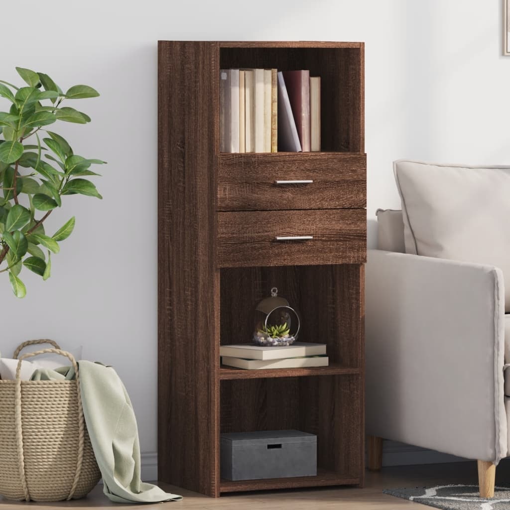 VidaXL Hoge kast 45x42,5x124 cm bewerkt hout bruin eikenkleurig