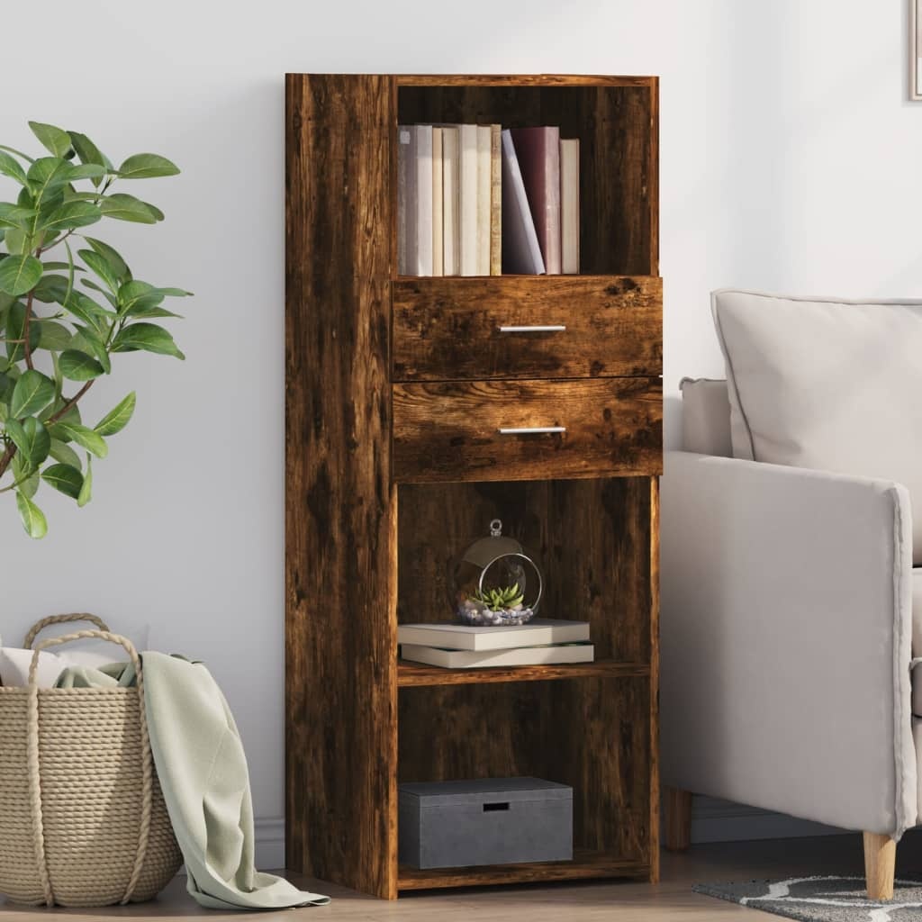 VidaXL Hoge kast 45x42,5x124 cm bewerkt hout gerookt eikenkleurig