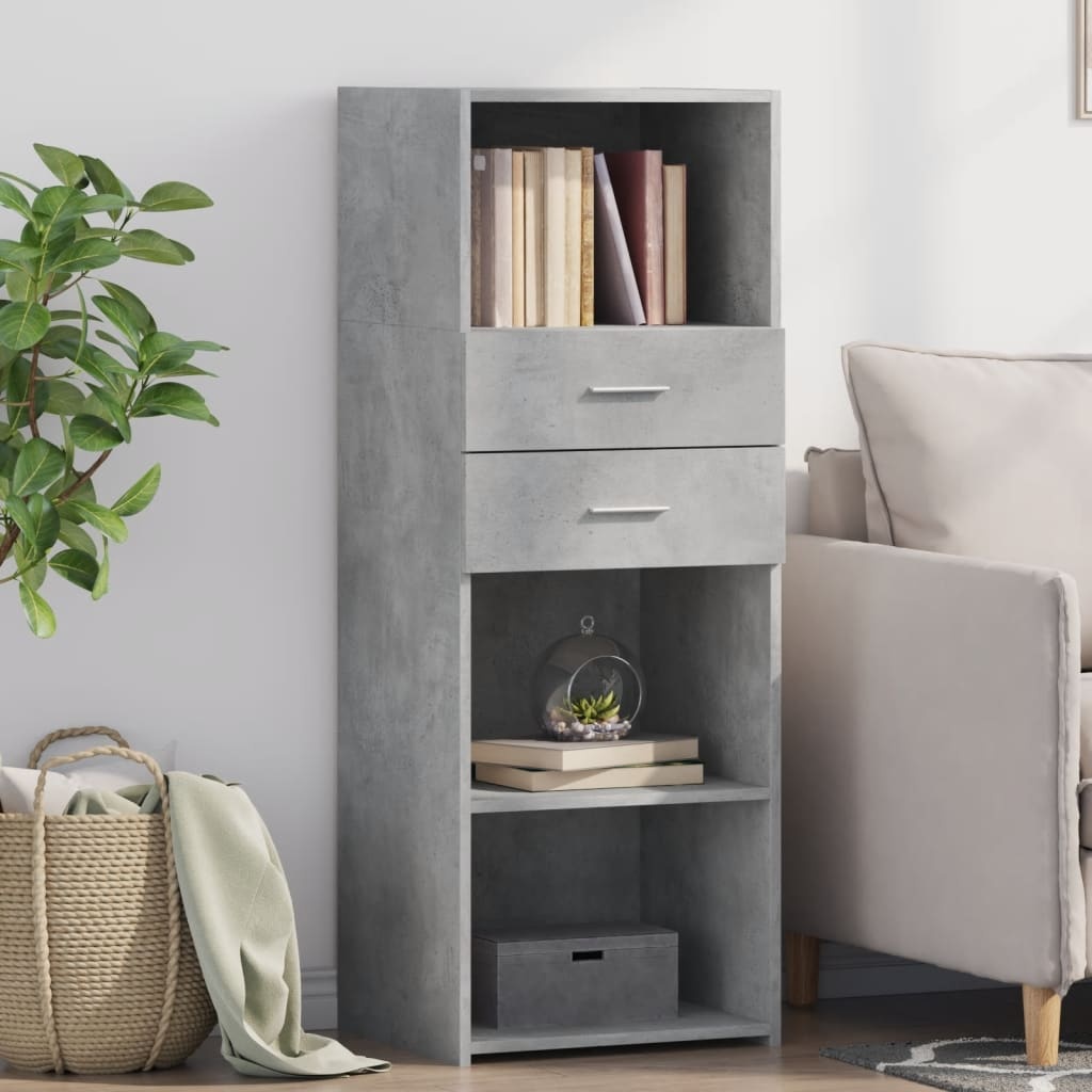 VidaXL Hoge kast 45x42,5x124 cm bewerkt hout betongrijs