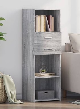 VidaXL Hoge kast 40x42,5x124 cm bewerkt hout grijs sonoma eikenkleurig