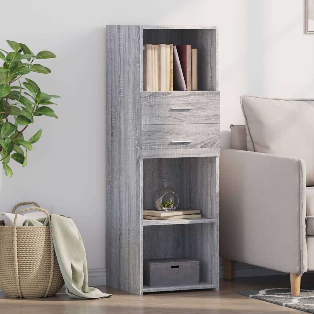 VidaXL Hoge kast 40x42,5x124 cm bewerkt hout grijs sonoma eikenkleurig